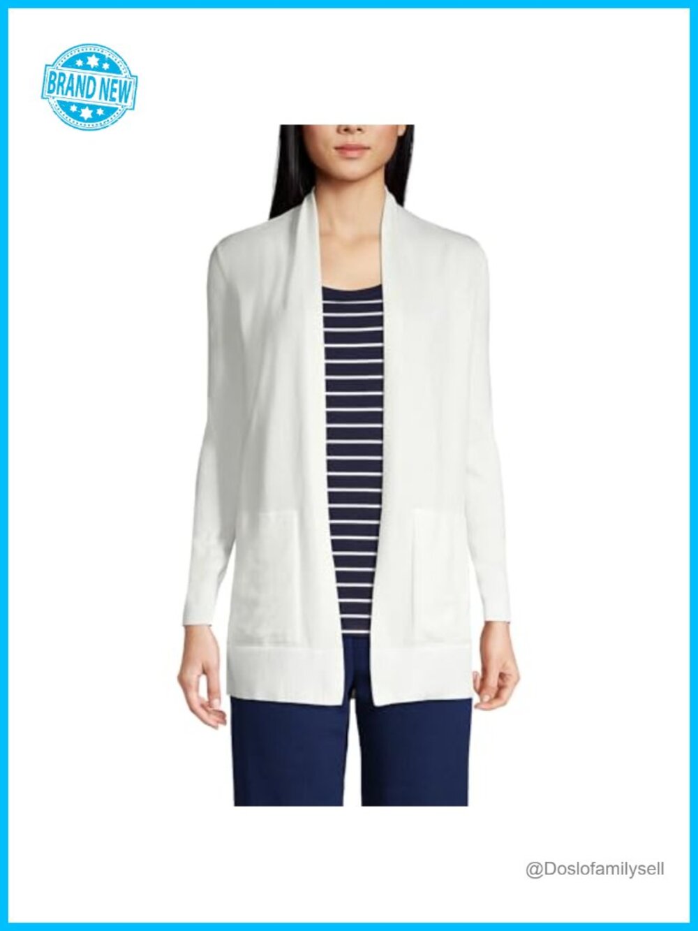 Long Sleeve Open Front Cardigan Sweater 100% Cotton Tunic Length